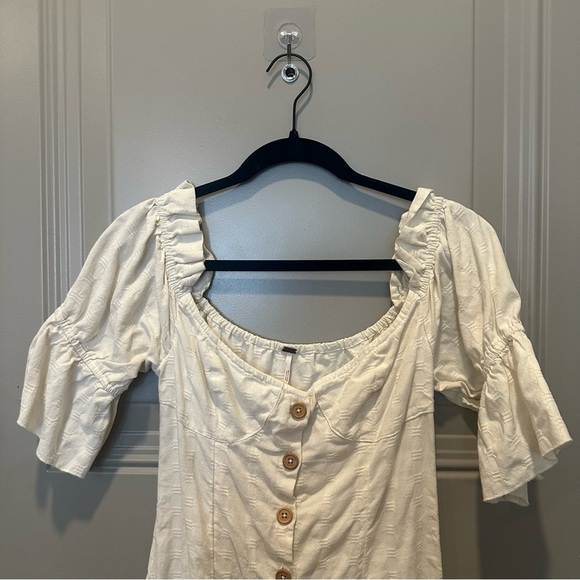 Free People Acting Cool Button Down Midi Dress White Ivory Size Extra Small XS - Picture 6 of 8